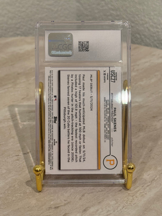 Paul Skenes RC 2024 Topps Chrome Update Prism Refractor CGC 10 Gem Mint Pirates Rookie Debut