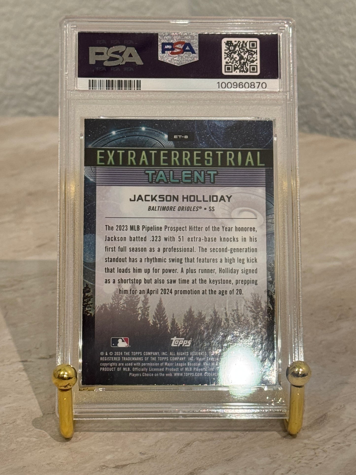 Jackson Holliday RC PSA 10 Extraterrestrial Talent 2024 Topps Chrome Cosmic Orioles Rookie Insert