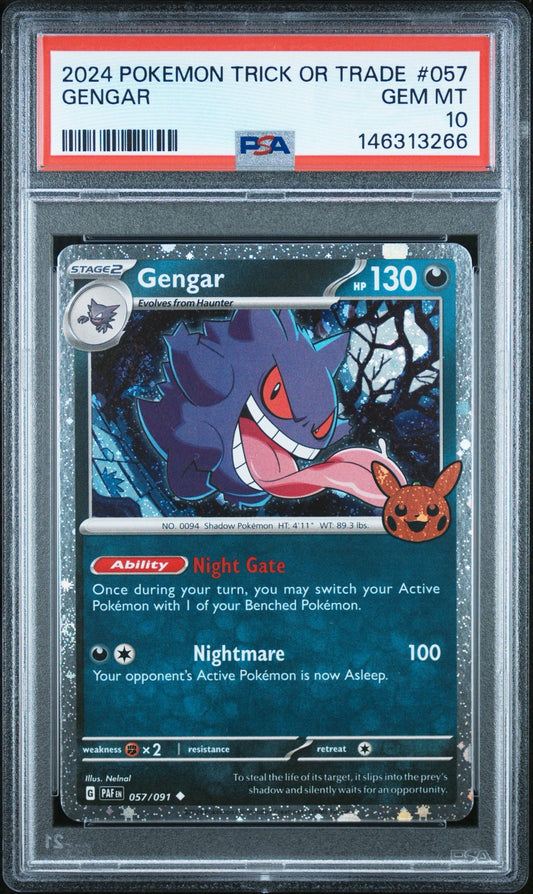 Gengar PSA 10 GEM MINT 2024 Pokémon Trick or Trade #057 – Pristine Slab
