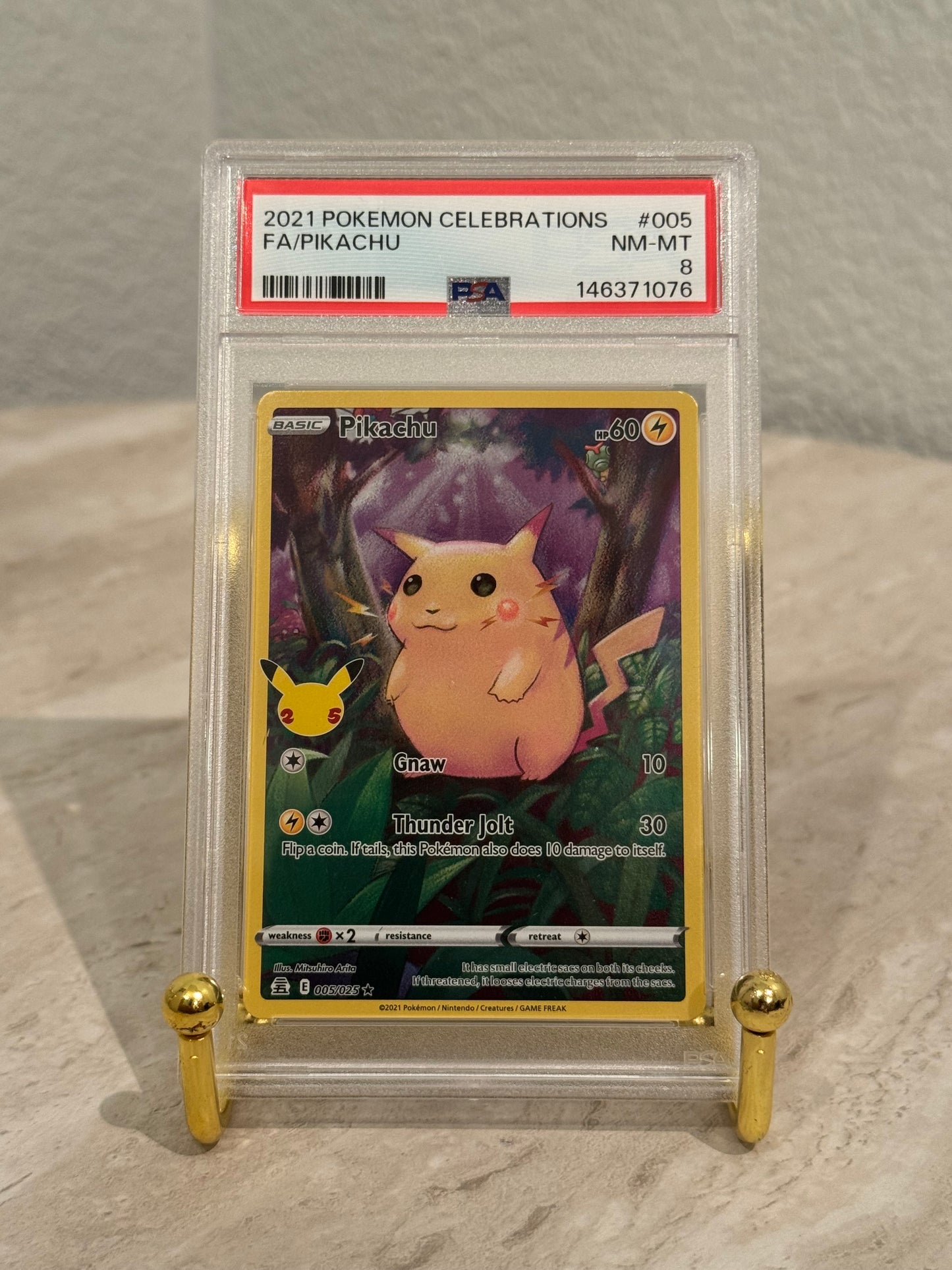 PSA 8 Pikachu Full Art #005 (2021 Celebrations) – 25th Anniversary Holo