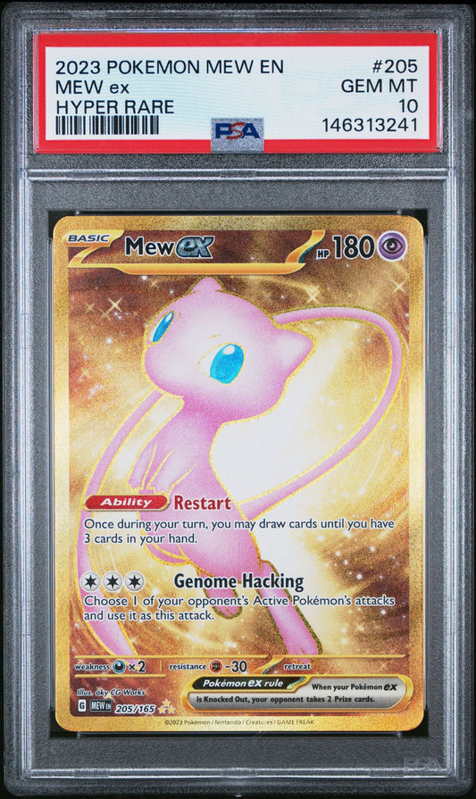 Mew ex PSA 10 GEM MINT 151 Hyper Rare #205 Pokémon – Gold Full Art