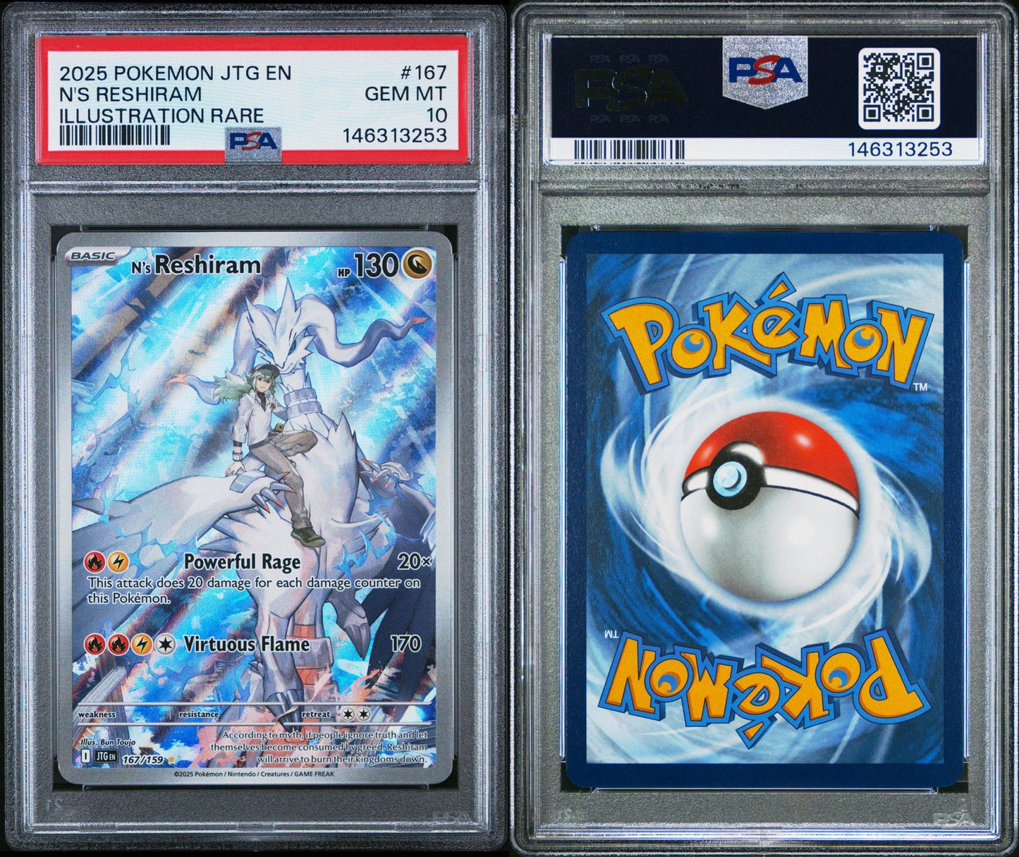 N’s Reshiram PSA 10 GEM MINT #167 Illustration Rare Pokémon – Premium Modern Chase