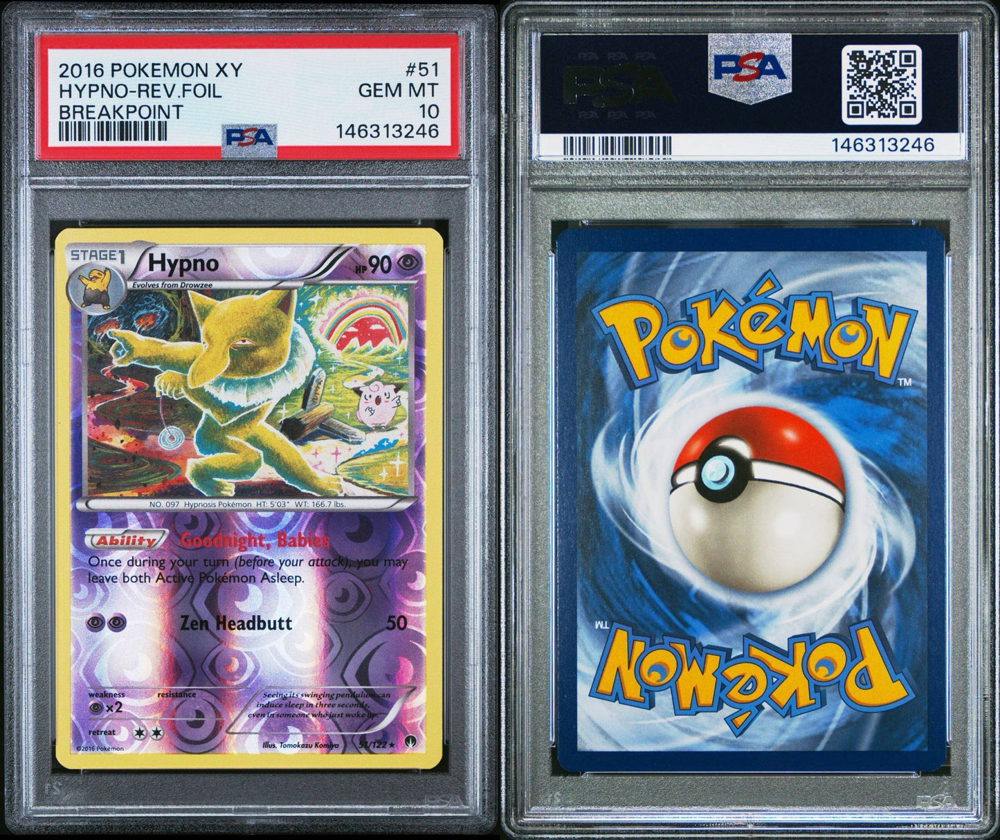 Hypno PSA 10 GEM MINT 2016 Breakpoint Reverse Holo #51 – POP 3 – Komiya Artwork