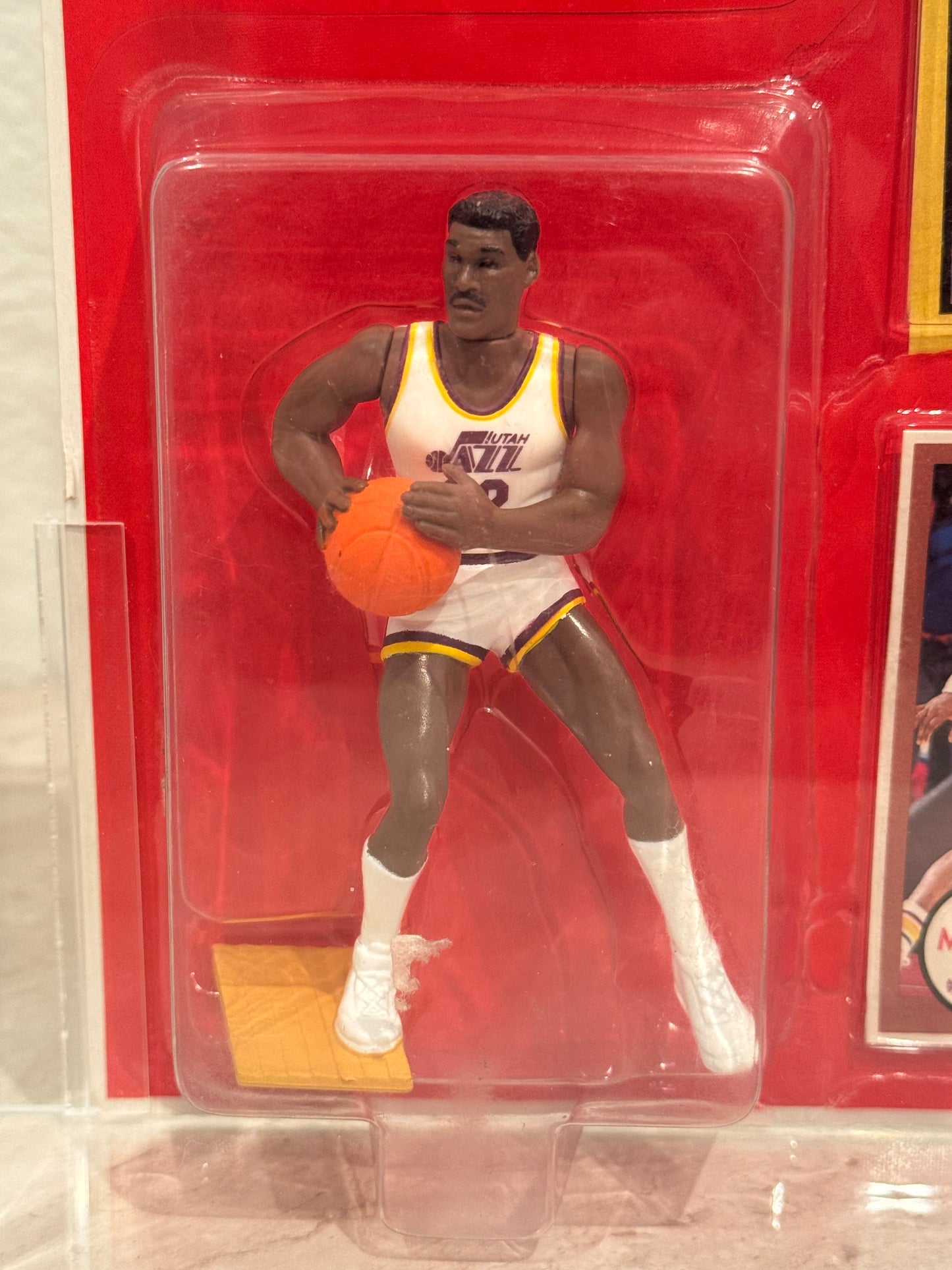 AFA 70 Karl Malone Starting Lineup (1990 Kenner) w/ Rookie Year Card – Utah Jazz HOF Display Piece