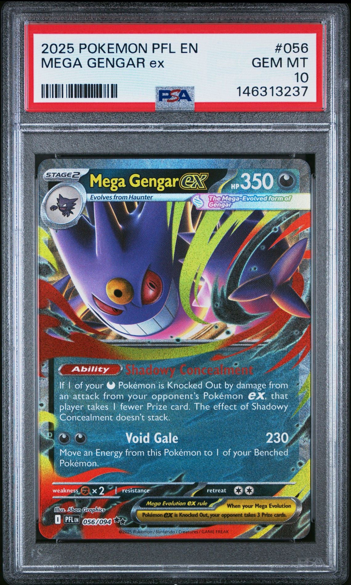 Mega Gengar ex PSA 10 – 2025 Pokémon #056 Full Art Ultra Rare