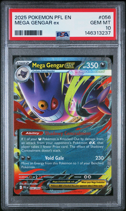 Mega Gengar ex PSA 10 – 2025 Pokémon #056 Full Art Ultra Rare