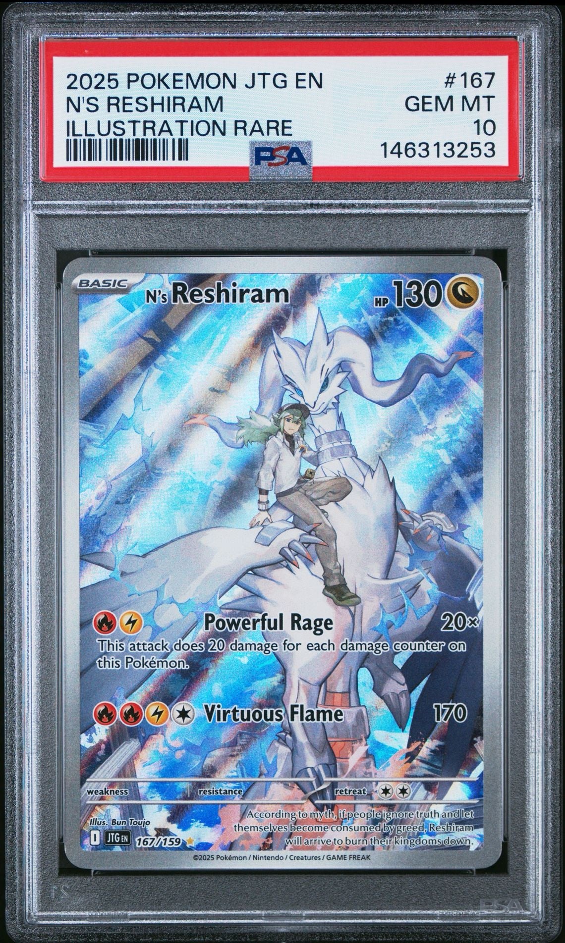 N’s Reshiram PSA 10 GEM MINT #167 Illustration Rare Pokémon – Premium Modern Chase