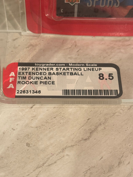 AFA 8.5 Tim Duncan Rookie Starting Lineup (1997 Kenner Extended Series) – Spurs HOF RC Piece