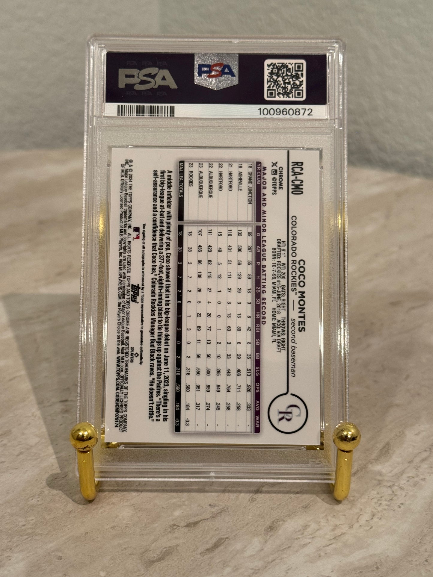 PSA 10 Coco Montes Rookie Autograph (2024 Topps Chrome) – RC Auto Rockies