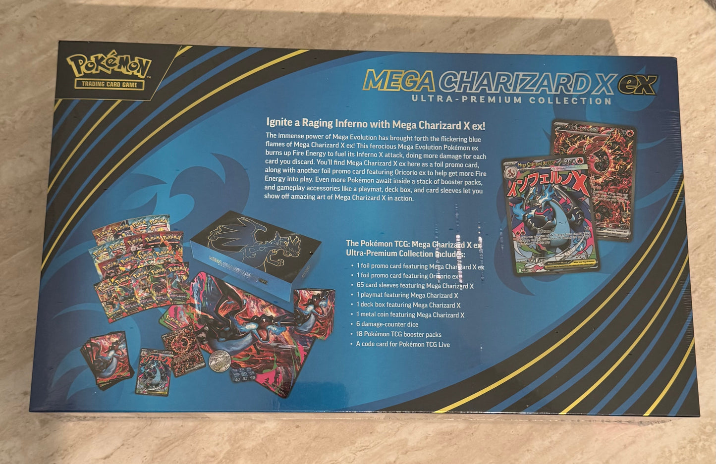 Pokémon Mega Charizard X ex Ultra-Premium Collection Box – Sealed | 18 Packs + Promos
