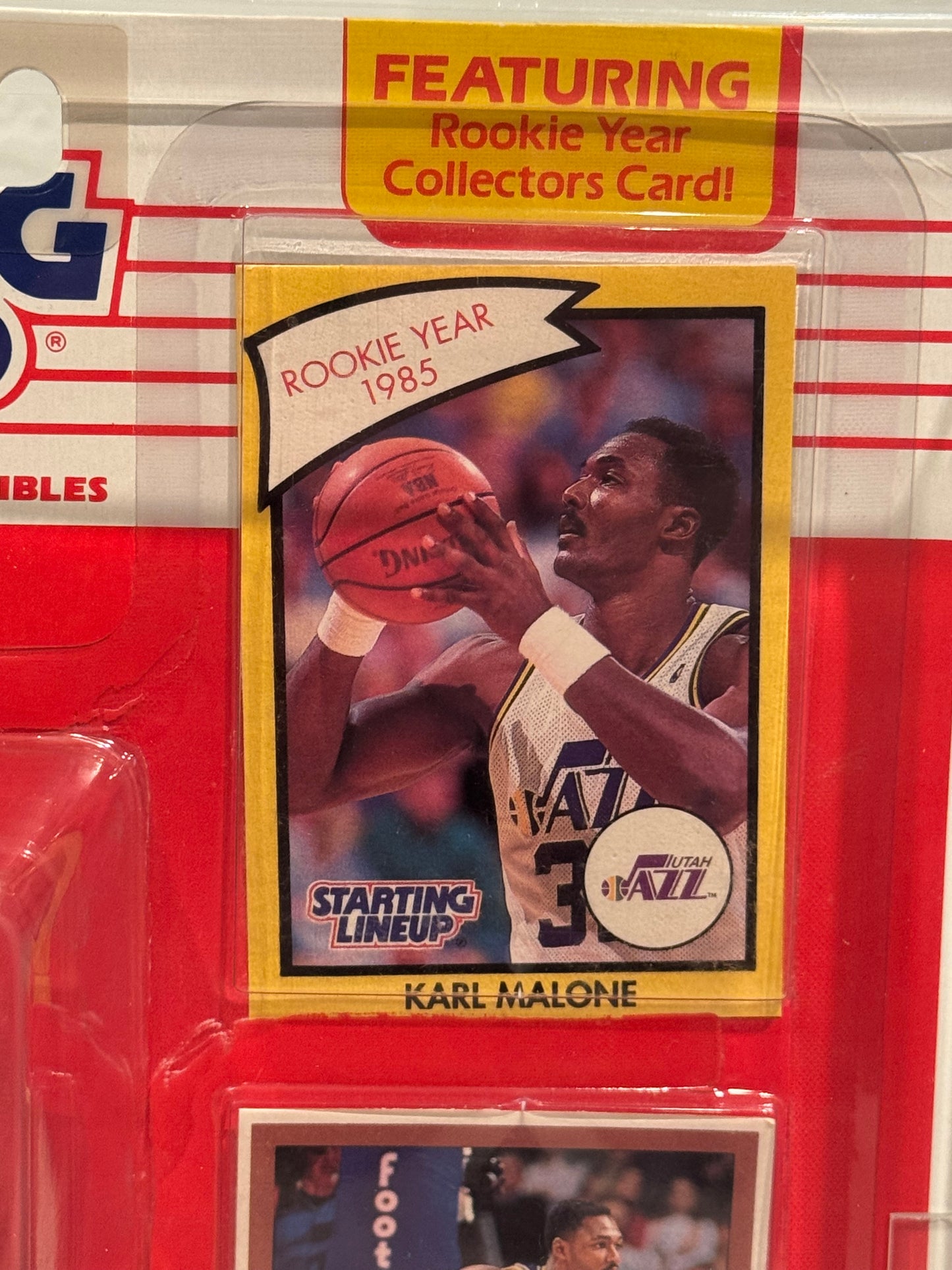 AFA 70 Karl Malone Starting Lineup (1990 Kenner) w/ Rookie Year Card – Utah Jazz HOF Display Piece