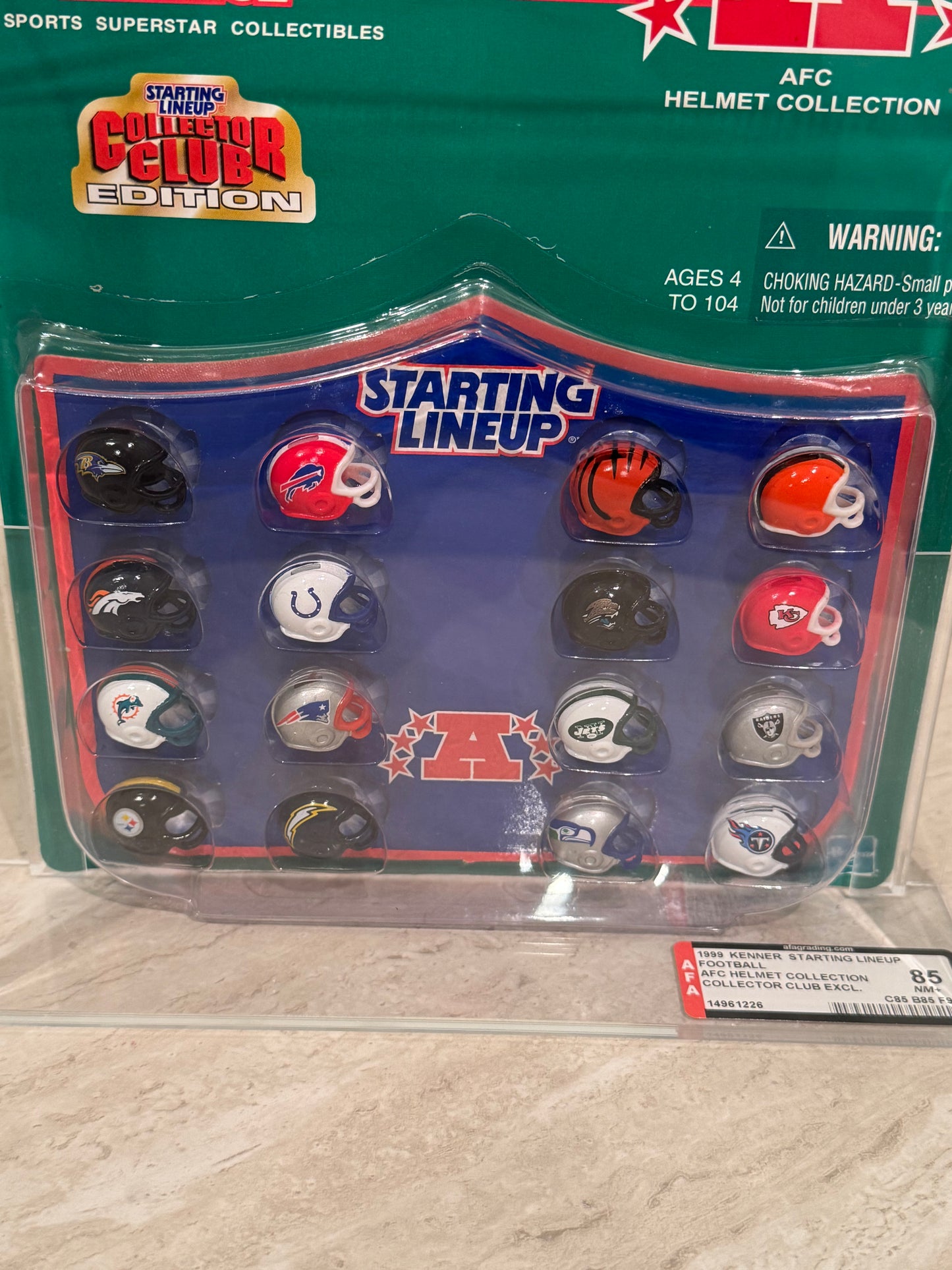 1999 Starting Lineup AFC Helmet Collection AFA 85 NM+ Collector Club Exclusive
