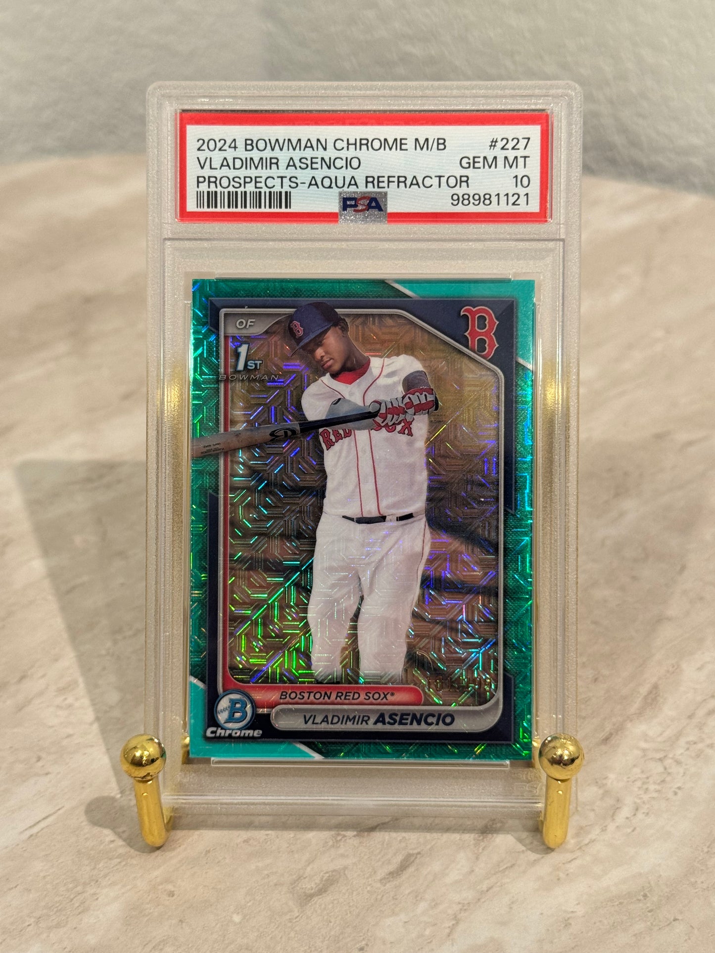 PSA 10 Vladimir Asencio 1st Bowman Aqua Refractor (2024 Bowman Chrome #227) – Red Sox Prospect