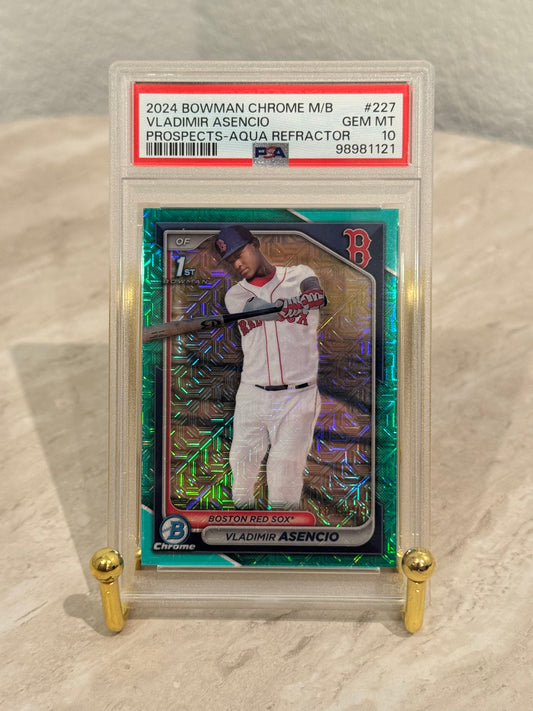 PSA 10 Vladimir Asencio 1st Bowman Aqua Refractor (2024 Bowman Chrome #227) – Red Sox Prospect