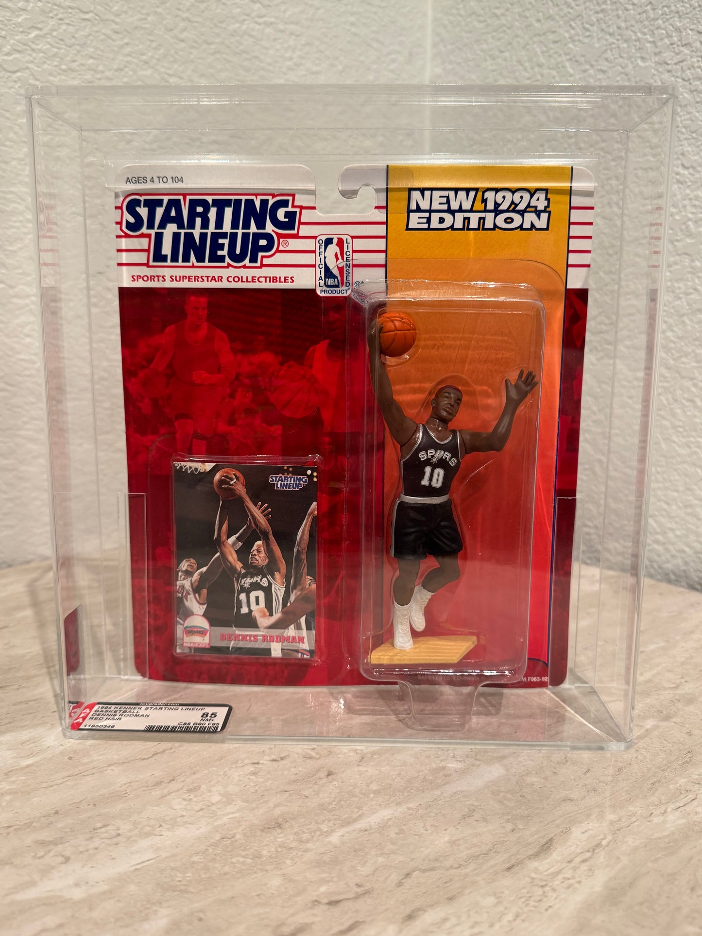 1994 Kenner Starting Lineup Dennis Rodman Spurs AFA 85 NM+ Red Hair Rare LowPOP