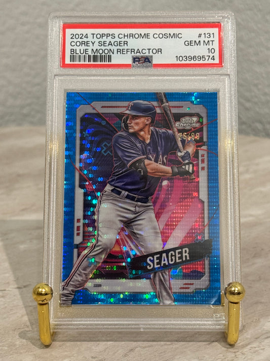 Corey Seager PSA 10 Blue Moon Refractor /99 2024 Topps Chrome Cosmic #131 Rangers