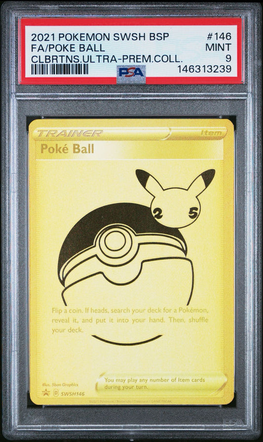 Poké Ball Gold Full Art PSA 9 – Celebrations Ultra Premium Collection Promo